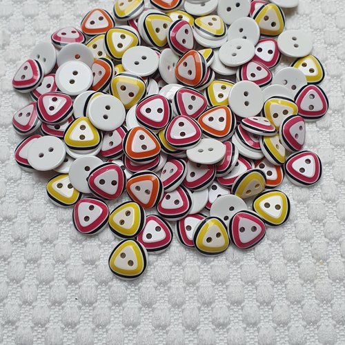 8 boutons orange triangle rond 12.5mm