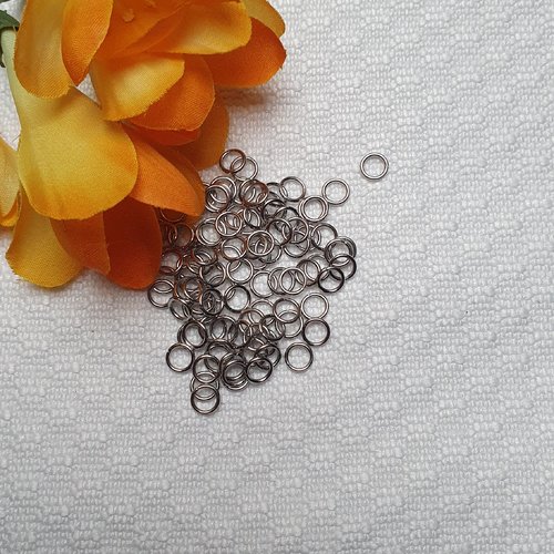 50 anneaux rond acier ouverts 6x1mm argenté gris
