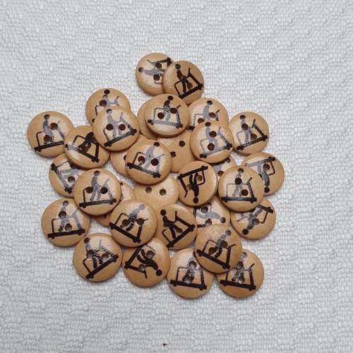 6 boutons sport tapis de marche 15mm bois rond
