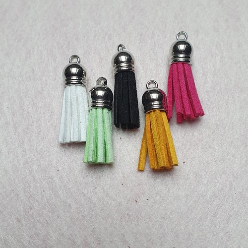 1 pompon moutarde frange 35x10mm suédine