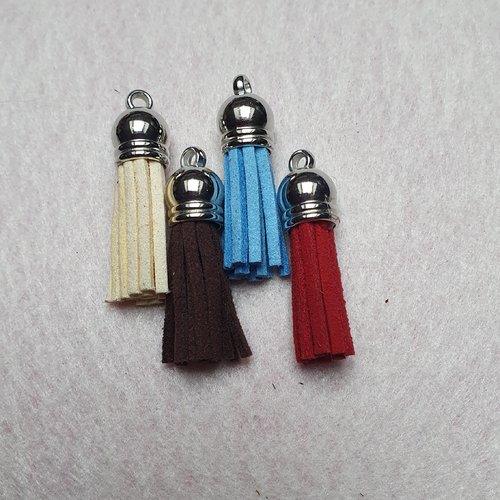 1 pompon marron frange 35x10mm suédine