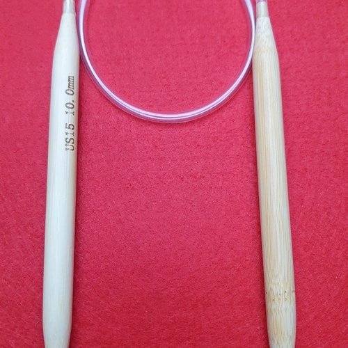 Aiguille circulaire n°10 bambou 60cm tricot caoutchouc