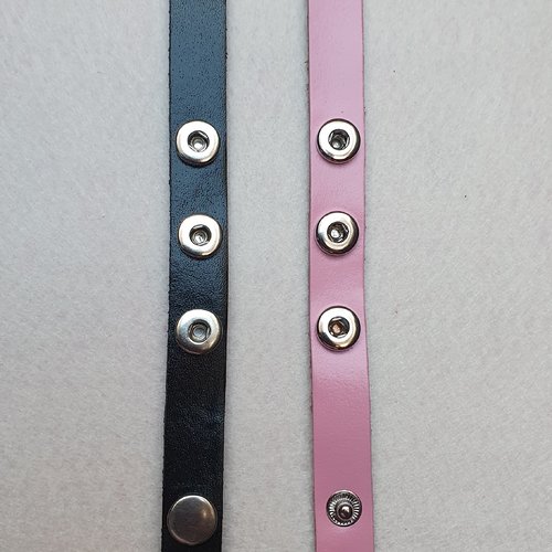 1 bande bracelet pression cuir noir 20x1.5cm