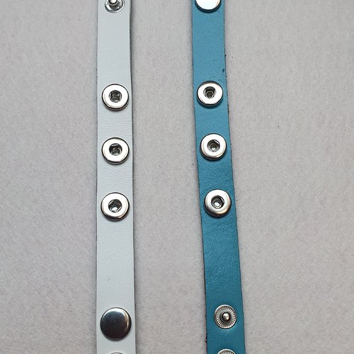 1 bande bracelet pression cuir bleu 20x1.5cm