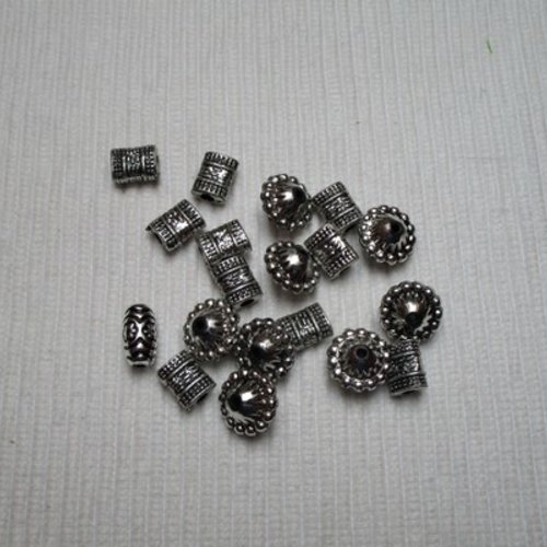 19 perles diverse ciselé acrylique rectangle toupie,cône