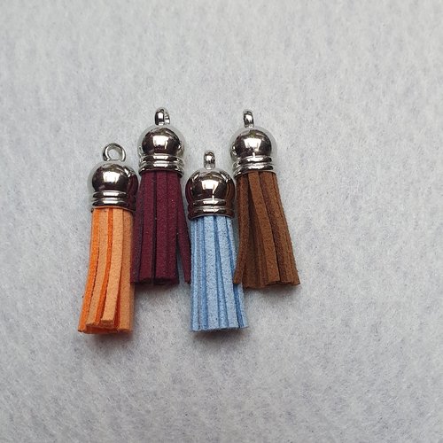 1 pompon bordeaux frange 35x10mm suédine