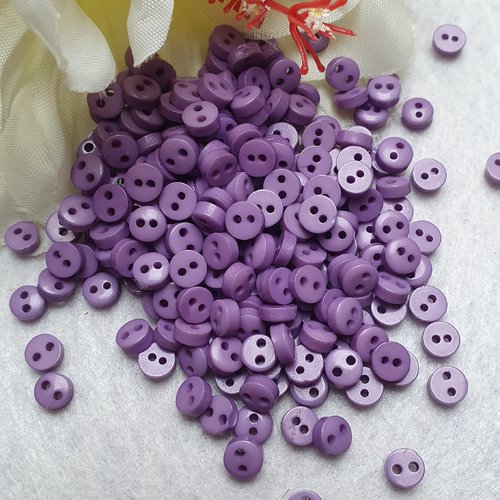 10 boutons violet clair 6x2.5mm résine 2 trous