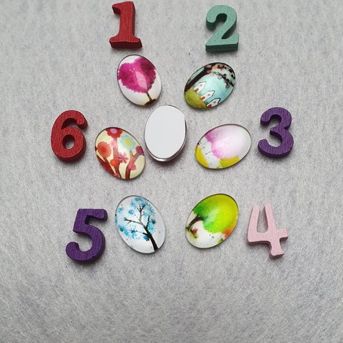 1 cabochon arbre n°3 verre 17x12.5mm ovale