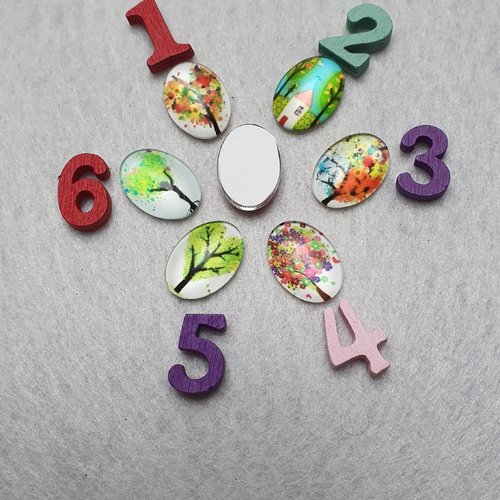 1 cabochon arbre n°2 verre 17x12.5mm ovale