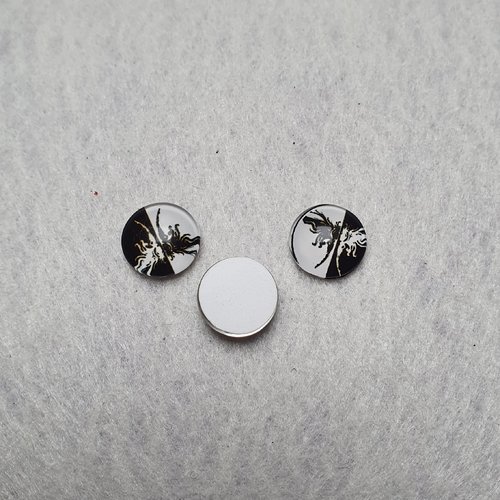 1 cabochon papillon verre 11.5mm rond