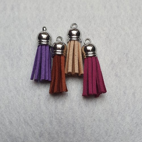 1 pompon marron clair frange 35x10mm suédine