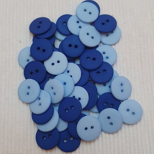 6 boutons bleu clair opaque 15mm résine