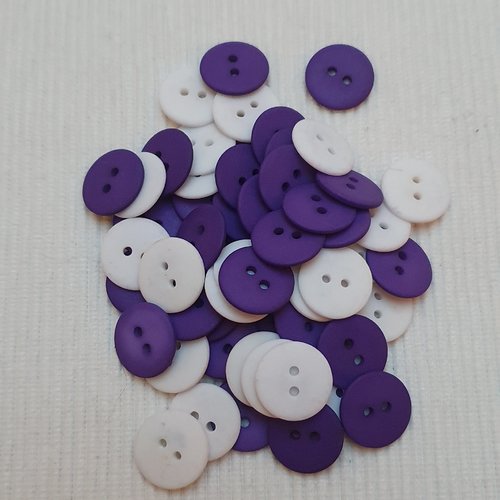 6 boutons blanc opaque 15mm résine