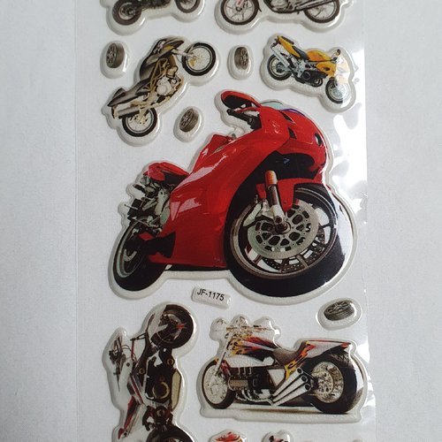 1 feuille stickers motos