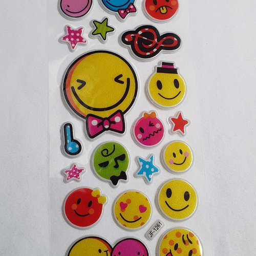 1 feuille stickers smiley émoji.