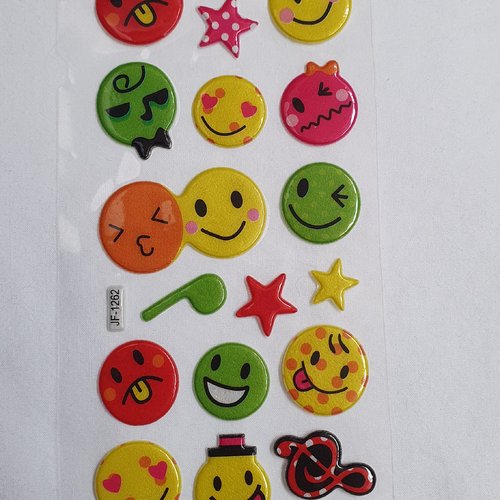 1 feuille stickers smiley émoji