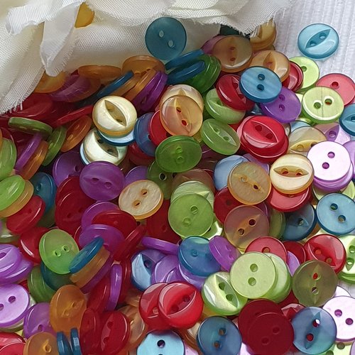 10 boutons jaune 11mm résine rond