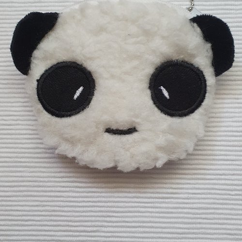 Porte monnaie doublé ours ourson noir blanc polyester 13x10cm