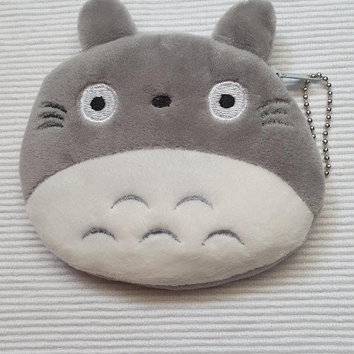 Porte monnaie doublé chat gris blanc velours 12x11cm