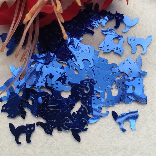 100 embellissements chat bleu 1.5x1.6mm sequin déco de table