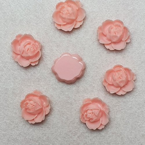 1 cabochon fleur rose pâle 19x19mm résine épaisseur 7.7mm