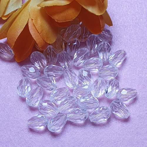 5 perles goutte poire 11.5x8mm à facette transparente cristal