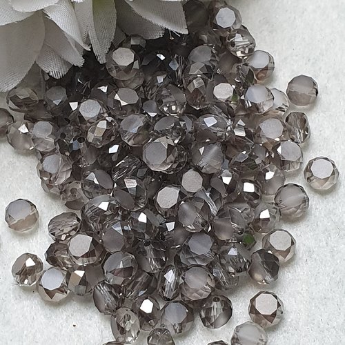 35 perles cristal marron argenté 7.5x4.8mm à facette ronde plate.trou de 1.2mm