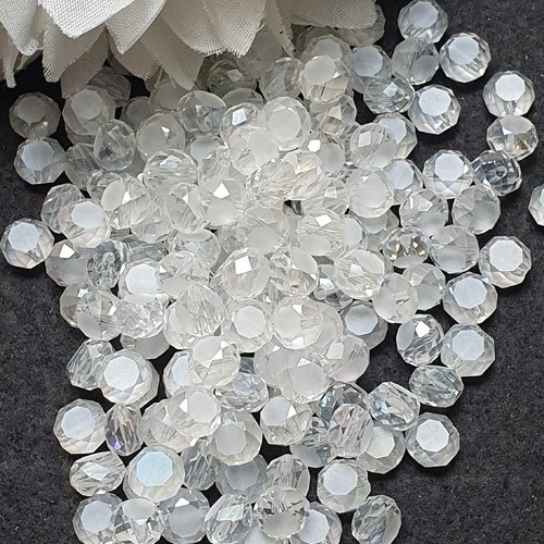 35 perles cristal transparente à reflet 7.5x5mm à facette ronde plate