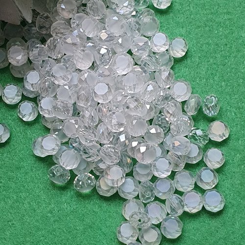 50 perles cristal blanc reflet 5.7x3.8mm à facette ronde plate.trou de 0.6mm