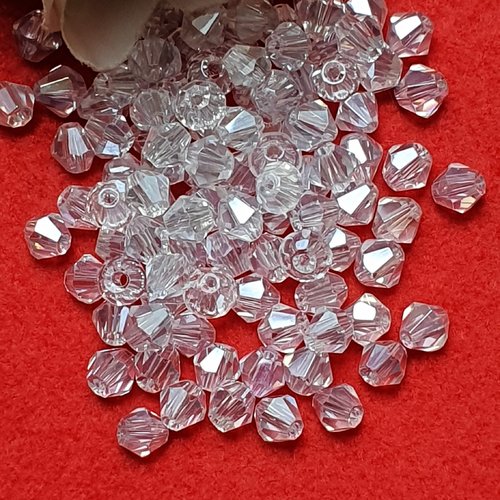 40 perles cristal transparente reflet 6x6mm à facette toupie.trou de 0.8mm