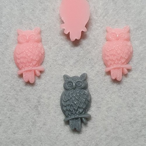 1 cabochon hibou gris vert 25x14.5mm résine