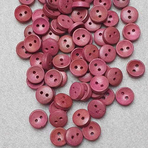 8 boutons ronds vieux rose 10x3.5mm bois