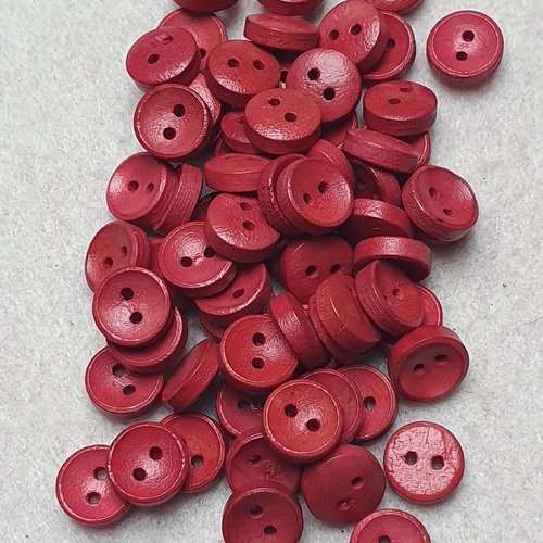 8 boutons ronds vieux rose foncé 10x3.5mm bois
