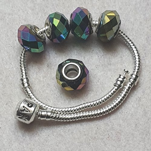 1 perle charm multicolore reflet ab 13.5x8.5mm cristal à facette