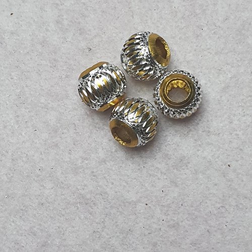 3 perle charm doré argenté 10.5x9.3mm acrylique