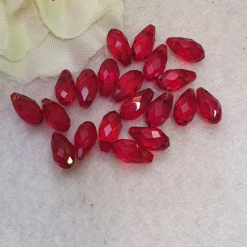 2 perle goutte poire rouge 10.5x5.5mm cristal à facette