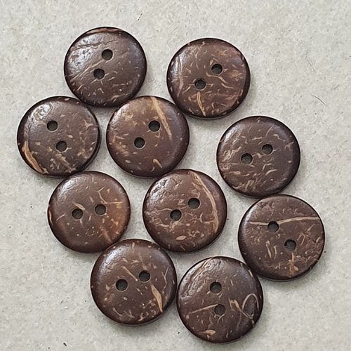 10 boutons en bois de coco 15mm naturel n°1