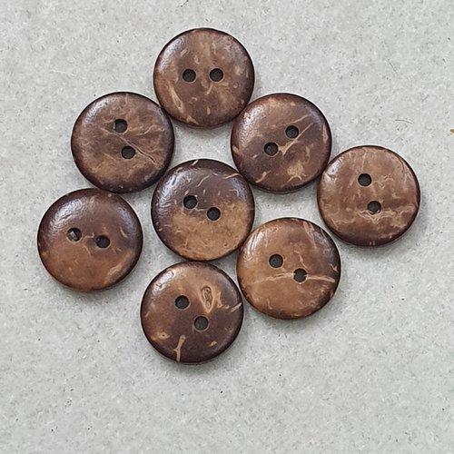 8 boutons en bois de coco 15mm naturel n°5