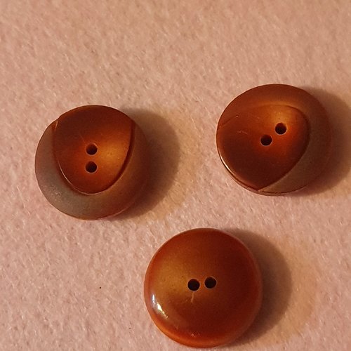 3 boutons orangé mat brillant 23mm résine