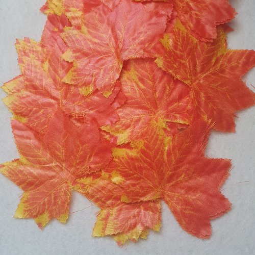 100 feuilles vigne jaune orange polyester 7.5x6.5cm