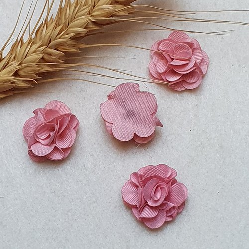 2 fleurs vieux rose clair 20mm approx tissu satin
