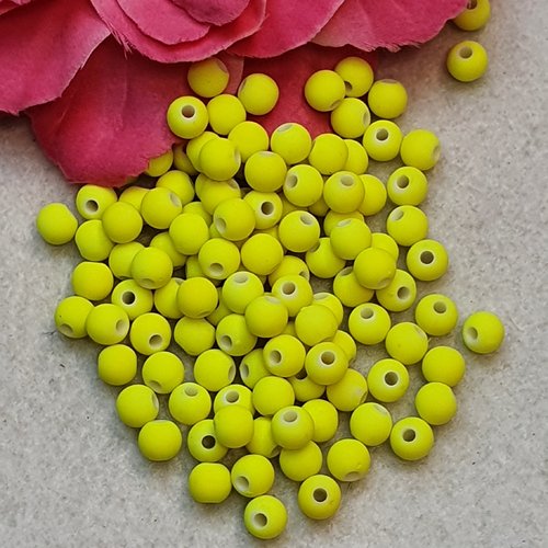 20 perles jaune fluo 6x4mm. trou de 1.5mm