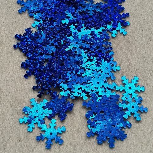 110 embellissements flocon de neige bleu 19mm sequin à coudre