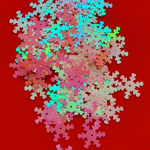 110 embellissements flocon de neige rose 19mm sequin à coudre