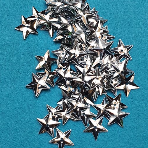 100 embellissements étoiles argenté 15mm sequin à coudre