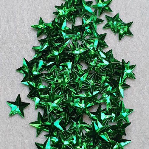 100 embellissements étoiles vertes 15mm sequin à coudre