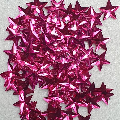 100 embellissements étoiles fuchsia 15mm sequin à coudre