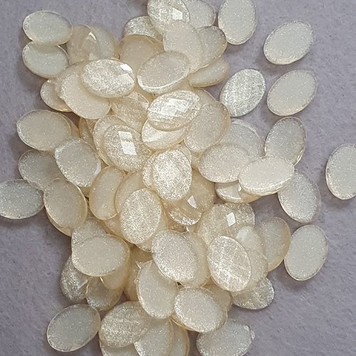 10 cabochons ovale beige ivoire 14x10mm résine