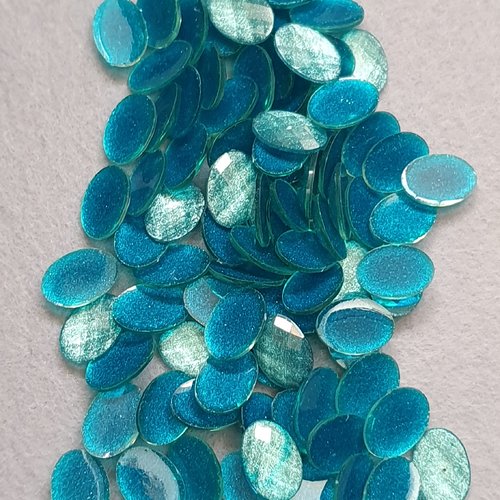 10 cabochons ovale bleu turquoise 14x10mm résine