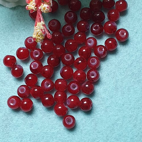 10 perles jade ton bordeaux 6x5mm trou de 0.8mm. n°5